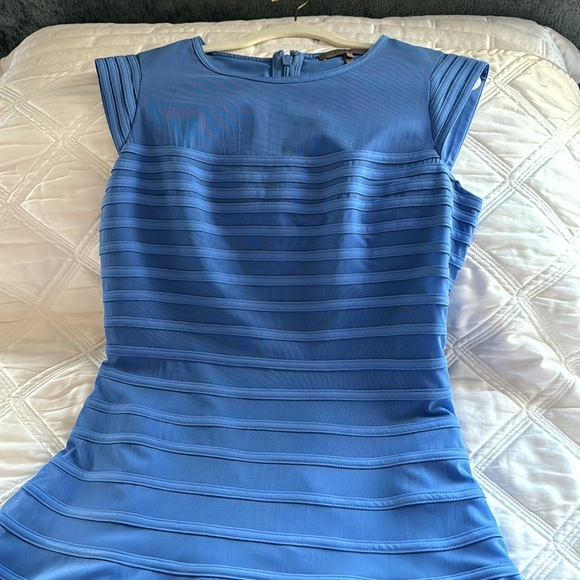 Halston Hertiage Dress, C - Blue, S - 10, Cap Sleeves, Lined, Back Zipper - Picture 6 of 9